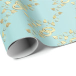 Elegant Gold Wedding Rings on  Light Blue Wrapping Paper<br><div class="desc">Elegant Gold And Light Blue Wedding Gift Wrap. Also great for anniversaries. ⭐This Product is 100% Customizable. Graphics and / or text can be added, deleted, moved, resized, changed around, rotated, etc... 99% of my designs in my store are done in layers. This makes it easy for you to resize...</div>