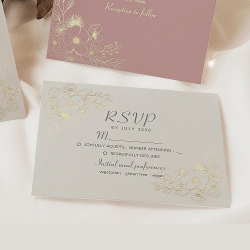Elegant  Gold Wedding RSVP Card