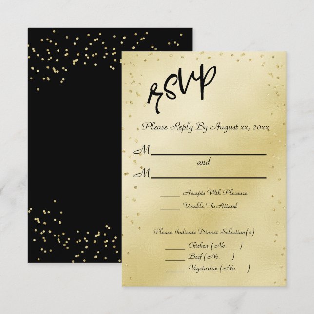 Elegant Gold Wedding  RSVP Card (Front/Back)
