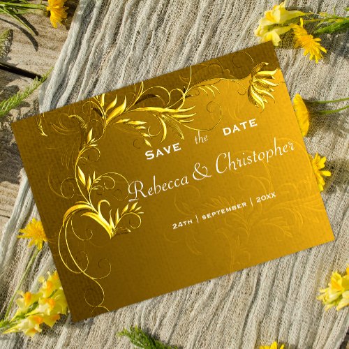 Elegant Gold Wedding Save the Date Announcement Postcard