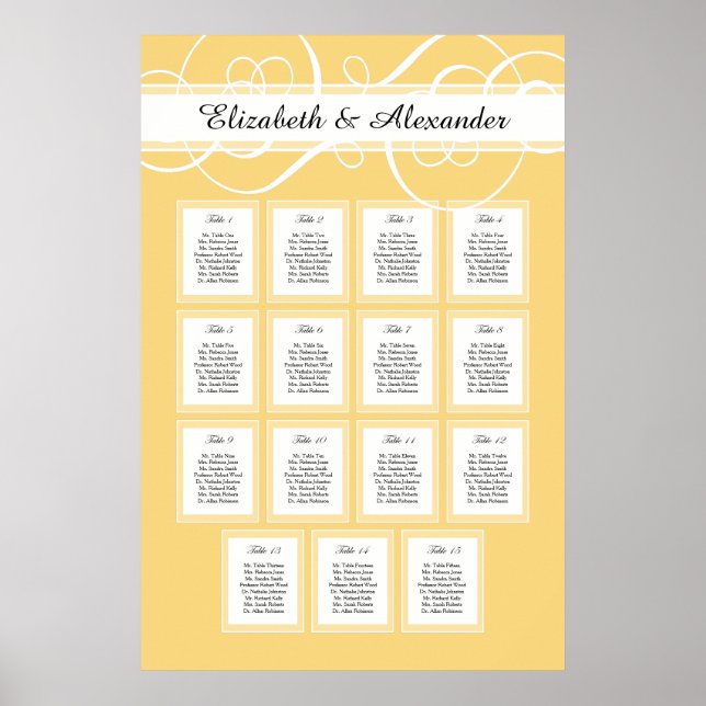 Elegant Gold Wedding Seating Chart (Front)