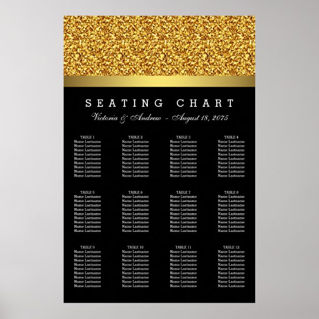 Elegant Gold Wedding Seating Chart Poster