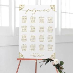 Elegant Gold Wedding Seating Chart Sign 24x36