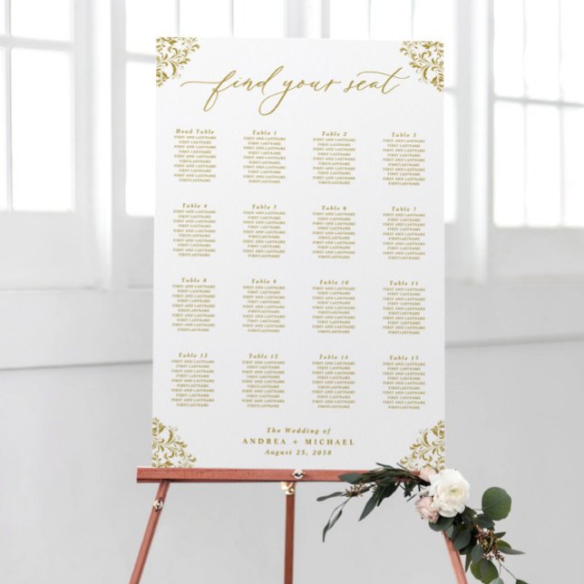 Elegant Gold Wedding Seating Chart Sign 24x36  (Creator Uploaded)