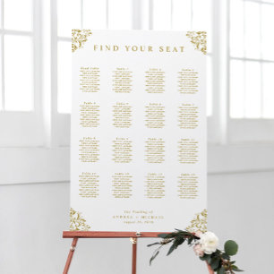Elegant Gold Wedding Seating Chart Sign 24x36 