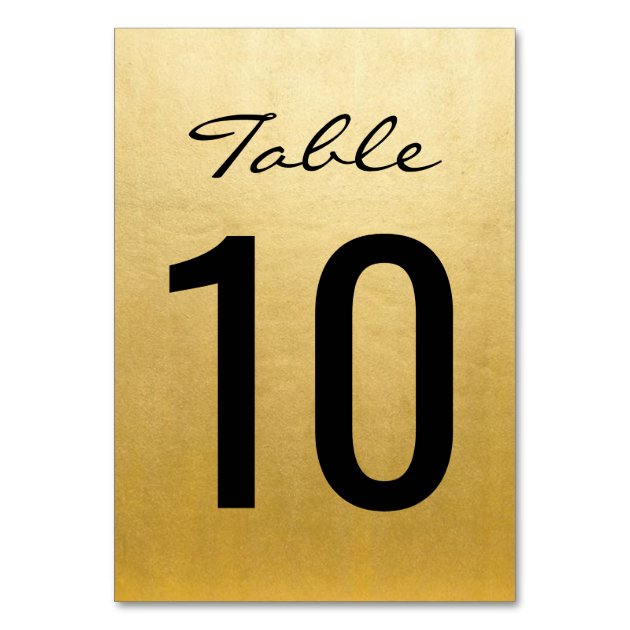 Elegant Gold Wedding Table Numbers Cards Templates