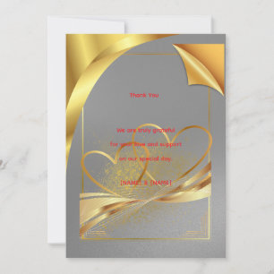 Elegant Gold Wedding Thank You Card Editable