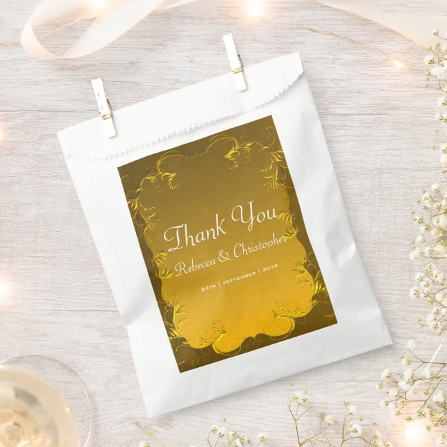 Elegant Gold Wedding Thank You Favor Bag (Clipped)