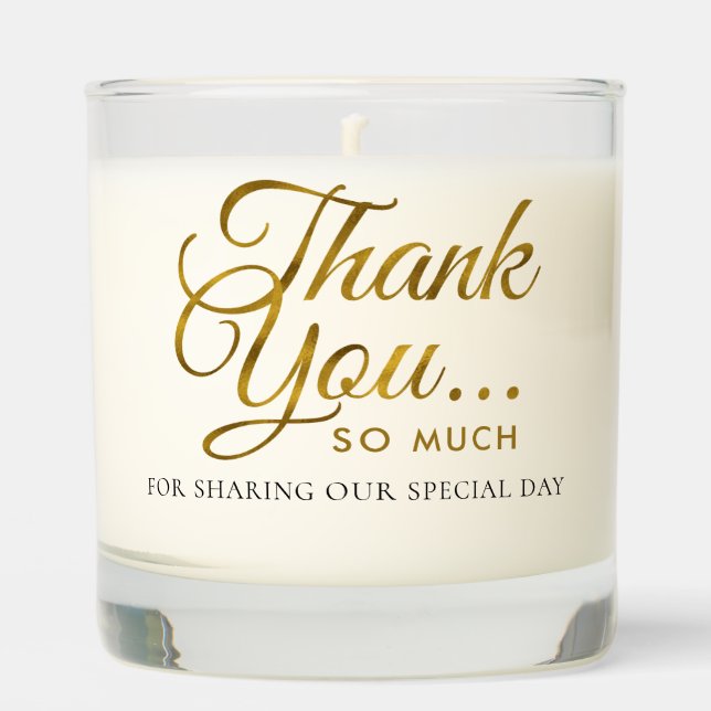 Elegant Gold Wedding Thank You Favor Scented Candle (Front)