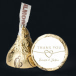 Elegant Gold Wedding Thank You Hershey®'s Kisses®<br><div class="desc">Add a sweet touch to your celebration with this elegant gold wedding thank you sticker for Hershey’s Kisses. Featuring a simple modern design with a gold intertwined heart, personalized names, and clean typography on a white background, it’s the perfect favor label for weddings, receptions, dessert tables, candy buffets, or welcome...</div>