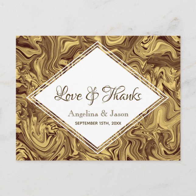 Elegant Gold Wedding Thank You Postcard (Front)