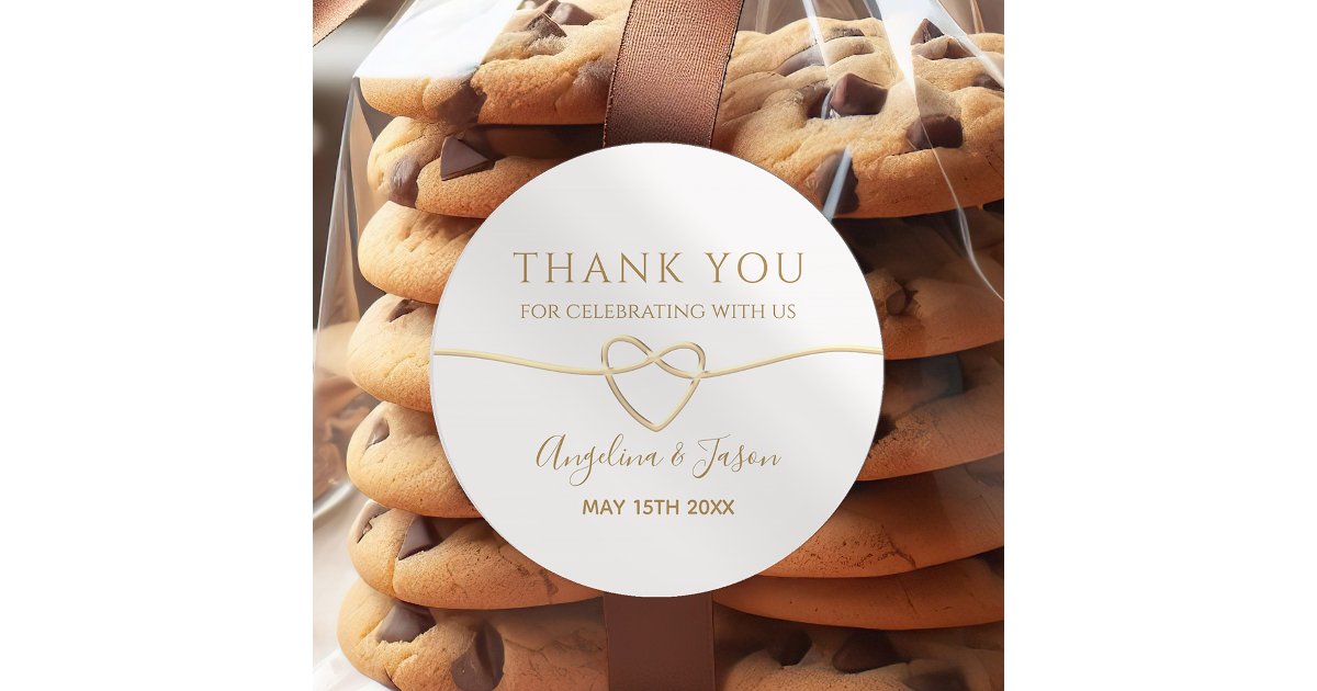 Elegant Gold Wedding Thank You Sticker | Zazzle