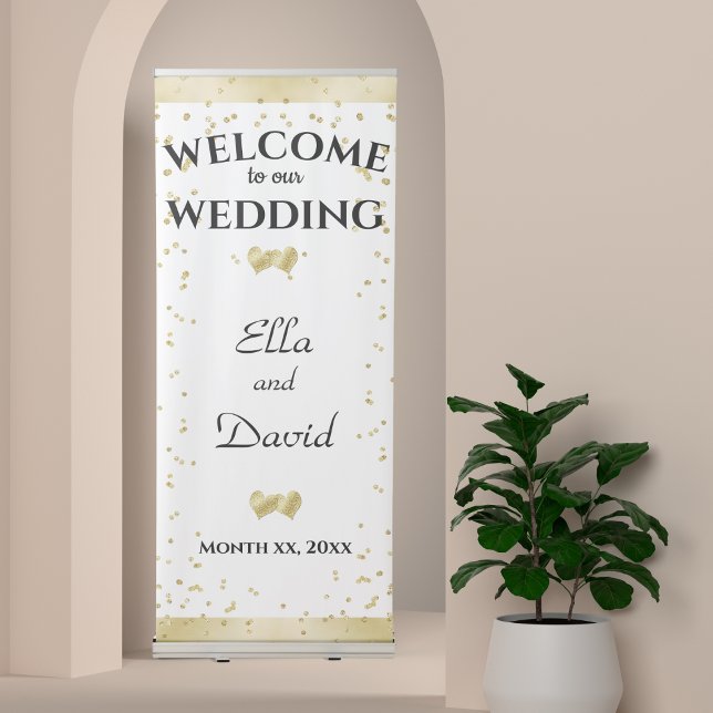 Elegant Gold Wedding Welcome  Retractable Banner (Elegant Gold Wedding Welcome Retractable Banner)