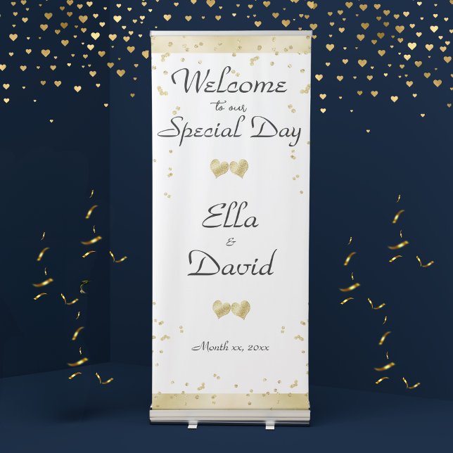 Elegant Gold Wedding Welcome  Retractable Banner (Elegant Gold Wedding Welcome To Our Special Day Retractable Banner)