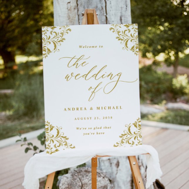 Elegant Gold Wedding Welcome Sign Vintage (Creator Uploaded)