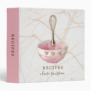 Elegant Gold Whisk Personalized Recipe 3 Ring Binder