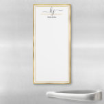 Elegant Gold White 2 Monogram Script Name Magnetic Notepad<br><div class="desc">Modern, Elegant 2 Monogram Calligraphy Script Name Custom Personalized Note cards. It features faux gold foil frame on white background. You can customize this notepad with your name, 2 monogram initial (hand lettered calligraphy script). If you do not need personalize you can delete it. Perfect for teachers, networking, entrepreneur, beauty...</div>