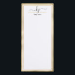 Elegant Gold White 2 Monogram Script Name Magnetic Notepad<br><div class="desc">Modern, Elegant 2 Monogram Calligraphy Script Name Custom Personalized Note cards. It features faux gold foil frame on white background. You can customize this notepad with your name, 2 monogram initial (hand lettered calligraphy script). If you do not need personalize you can delete it. Perfect for teachers, networking, entrepreneur, beauty...</div>