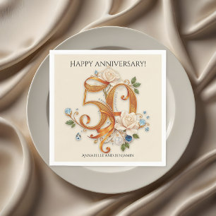 Elegant Gold & White 50th Wedding Anniversary Napkins