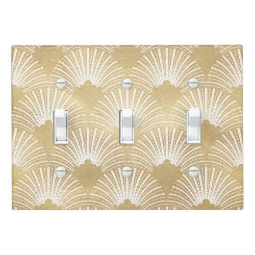 Elegant Gold  White Art_deco Pattern Light Switch Cover