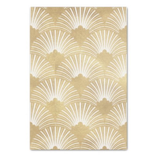 Elegant Gold  White Art_deco Pattern Tissue Paper