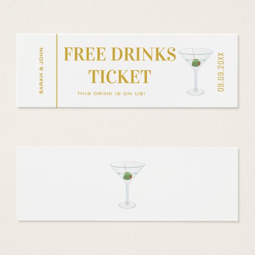 Elegant Gold White Bar Wedding Drink Voucher 