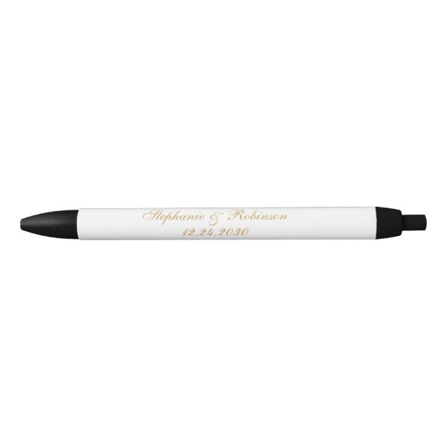 Elegant Gold White Black Wedding Pen (Front)