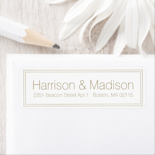 Elegant gold white Border Wedding Return Address Label