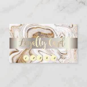 Elegant ,Gold,White Brown Marble Stone Loyalty Card