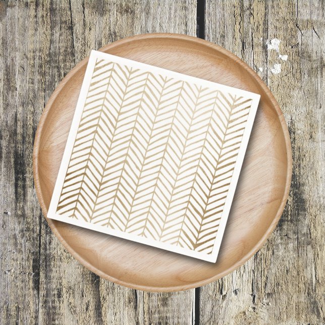 Elegant Gold & White Chevron Bridal Wedding Napkins (Creator Uploaded)