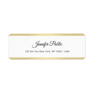 Elegant Gold White Chic Hand Script Simple Modern Label