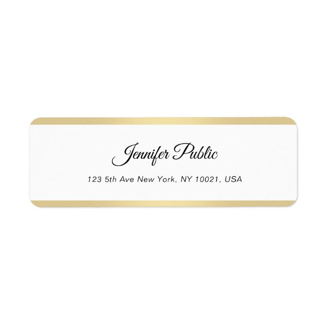 Elegant Gold White Chic Hand Script Simple Modern Label (Front)