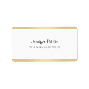 Elegant Gold White Chic Handwriting Script Modern Label