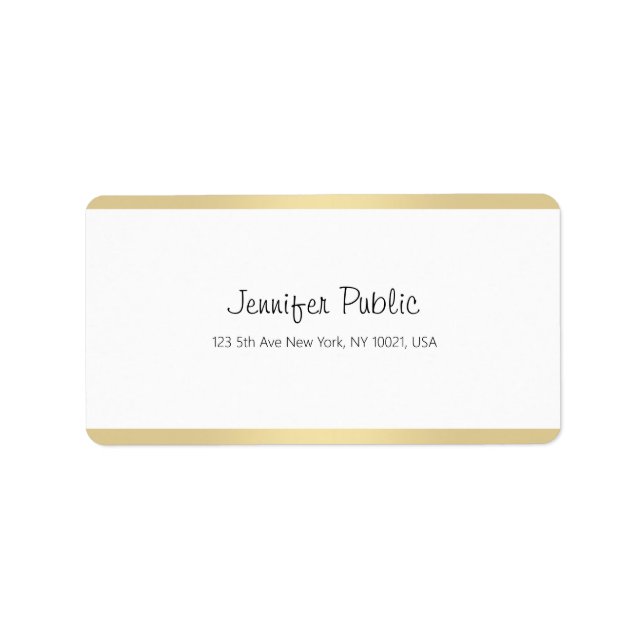Elegant Gold White Chic Handwriting Script Modern Label (Front)