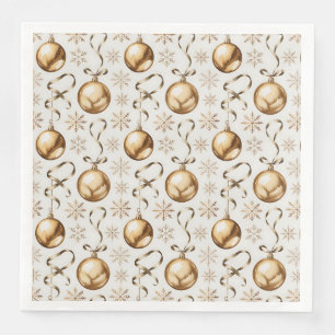 Elegant Gold & White Christmas Balls Pattern  Paper Dinner Napkins