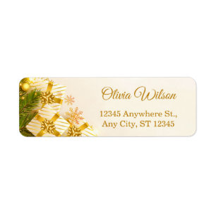Elegant Gold & White Christmas Gift Label