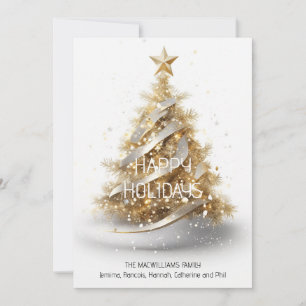 Elegant gold white Christmas tree happy holidays Holiday Card