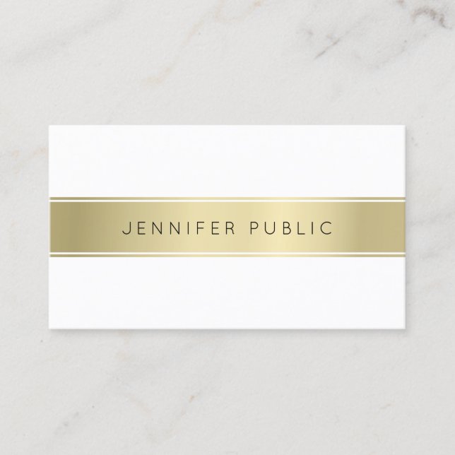 Elegant Gold White Clean Design Template Beautiful Business Card (Front)