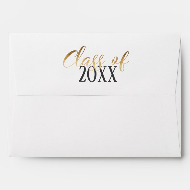 Elegant Gold White Custom Graduation Envelope (Back (Top Flap))