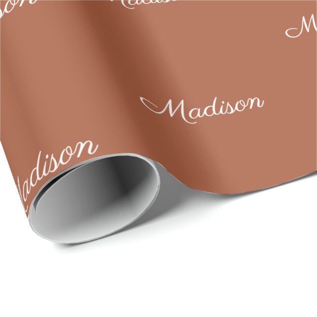 Elegant gold white custom script name Birthday  Wr Wrapping Paper (Roll Corner)