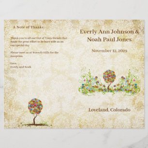 Elegant Gold White Damask Patchwork Tree Program