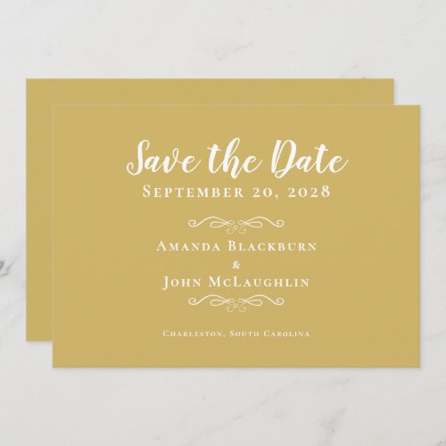 Elegant Gold White Delicate Romantic Calligraphy Save The Date
