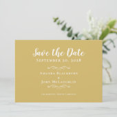 Elegant Gold White Delicate Romantic Calligraphy Save The Date (Standing Front)