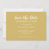 Elegant Gold White Delicate Romantic Calligraphy Save The Date (Front)