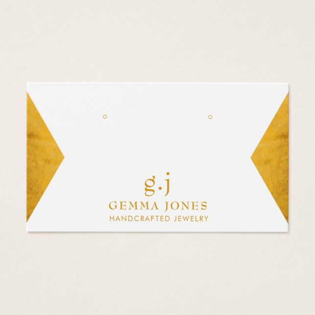 Elegant Gold White Faux Foil Jewelry Display Cards (Front)