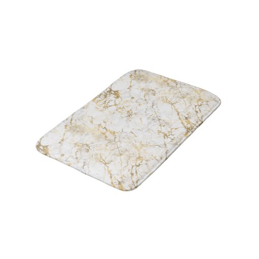 Elegant Gold White Faux Marble Pattern Bath Mat Zazzle