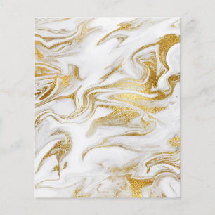 Elegant Gold White Faux Marble Scrapbook Paper