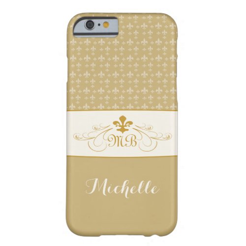 Elegant Gold White Fleur de Lis Barely There iPhone 6 Case
