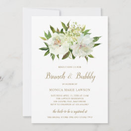 Elegant Gold White Floral Modern Bridal Shower Invitation