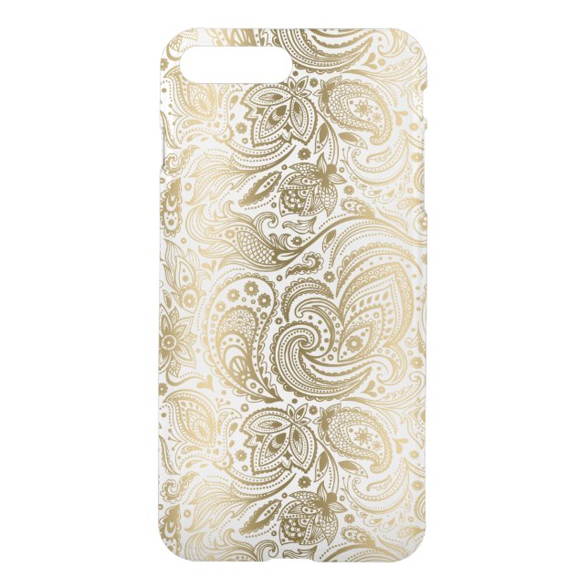 Elegant Gold & White Floral Paisley Uncommon iPhone Case (Back)